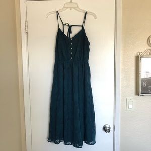 Lauren Conrad Emerald Floral Print Midi Dress